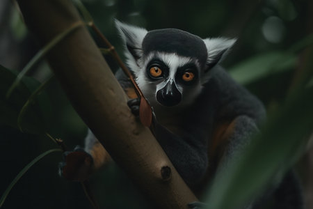 Ring-tailed lemur (Lemur catta) on a treeの素材