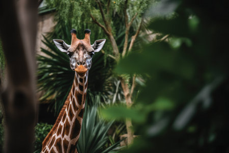 Giraffe in the zoo. The giraffe is the largest living animal.の素材