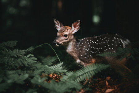 Young sika deer in the forest, Thailand. Selective focus.の素材