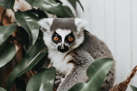 Ring-tailed lemur (Lemur catta) sitting on a branchの素材