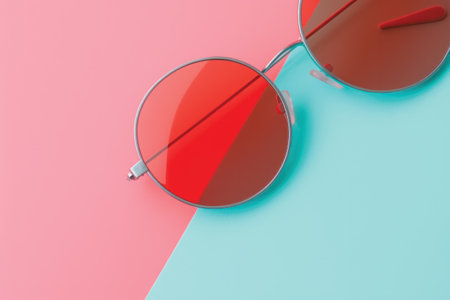 Sunglasses on colorful background. Minimal style. 3d renderの素材