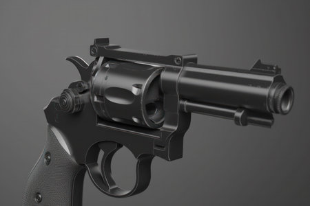 Gun on a gray background. 3d illustration. 3d renderingの素材
