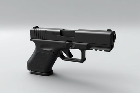 3d render of a semi automatic handgun on white background with shadowの素材