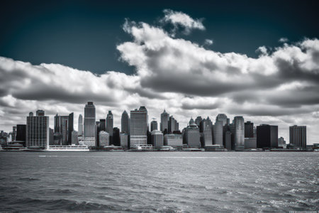 Manhattan Skyline over Hudson River, New York City, USA.の素材
