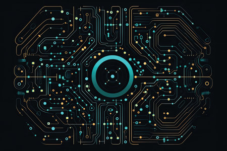 Circuit board background. Technology concept. 3d rendering toned image double exposureの素材