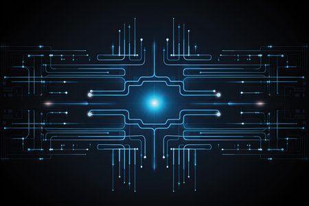 Abstract technology circuit board background. Vector illustration. Eps 10. Blue color.の素材