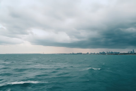 Stormy sky over the sea in the city of Odessa, Ukraineの素材