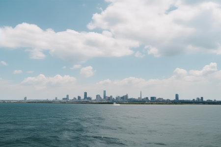 Skyline of San Diego, California, USA from the sea.の素材