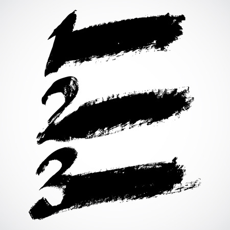 Grunge inked vector numbers 1, 2, 3 with copy spaceのイラスト素材