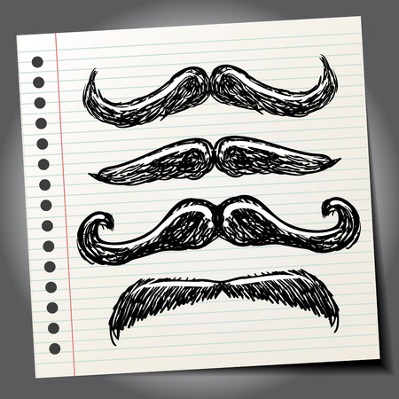 Doodle style mustaches sketch in vector formatのイラスト素材