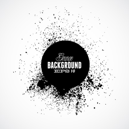 Black grunge ink splat shapes with circleのイラスト素材