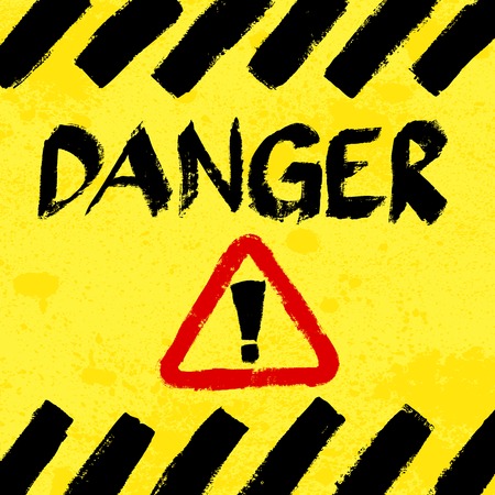 Warning sign, worn and grungyのイラスト素材