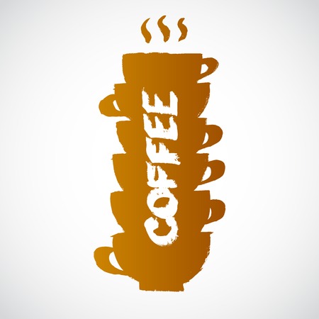 Grunge coffee cupsのイラスト素材