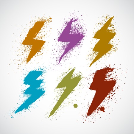Lightning icon grunge setのイラスト素材
