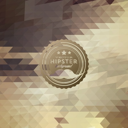 Hipster background made of triangles. Retro label design. Square composition with geometric shapes, color flow effect. Hipster theme label. Mustachesのイラスト素材
