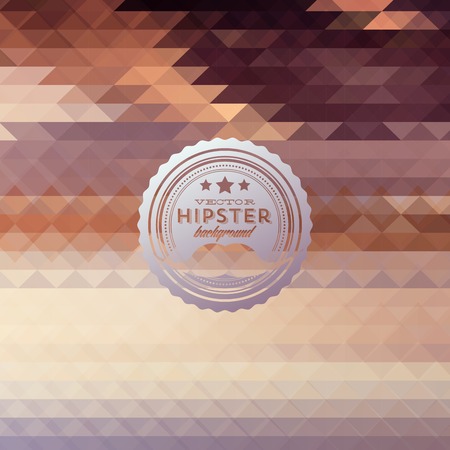 Hipster background made of triangles. Retro label design. Square composition with geometric shapes, color flow effect. Hipster theme label. Mustachesのイラスト素材