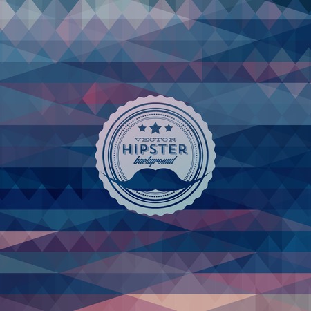 Hipster background made of triangles. Retro label design. Square composition with geometric shapes, color flow effect. Hipster theme label. Mustachesのイラスト素材