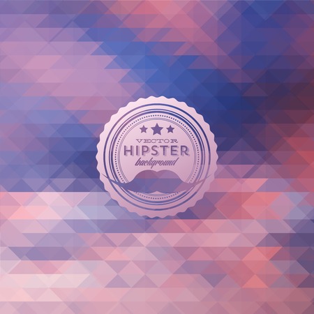 Hipster background made of triangles. Retro label design. Square composition with geometric shapes, color flow effect. Hipster theme label. Mustachesのイラスト素材