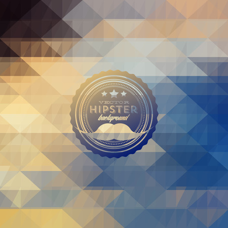 Hipster background made of triangles. Retro label design. Square composition with geometric shapes, color flow effect. Hipster theme label. Mustachesのイラスト素材