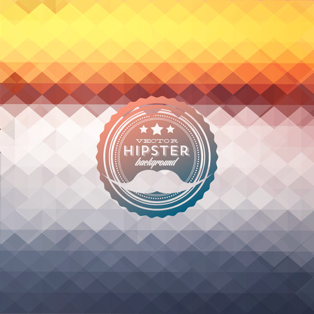 Hipster background made of triangles. Retro label design. Square composition with geometric shapes, color flow effect. Hipster theme label. Mustachesのイラスト素材