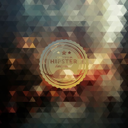 Hipster background made of triangles. Retro label design. Square composition with geometric shapes, color flow effect. Hipster theme label. Mustachesのイラスト素材