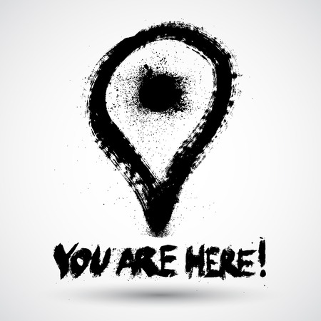 Vector grunge map icon with Pin Pointerのイラスト素材