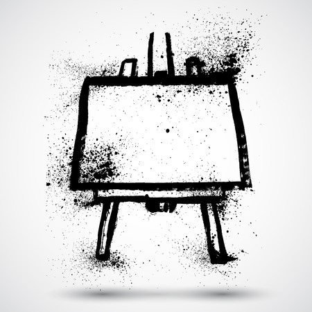 Grunge Easel with white canvasのイラスト素材