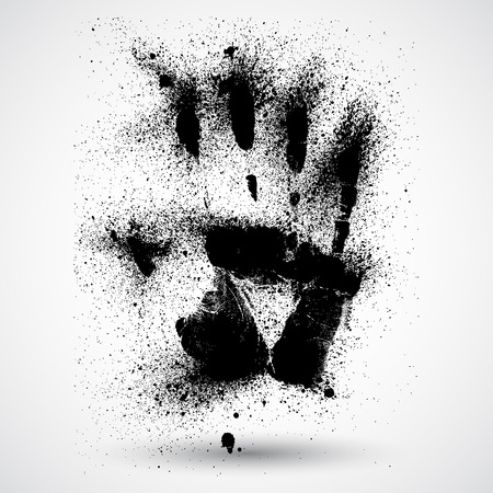 Black print of a hand on a white background. Vector illustrationのイラスト素材