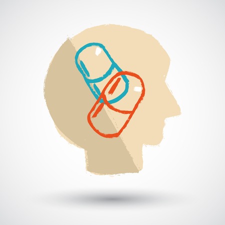 Face with medical pills. Vector grunge illustrationのイラスト素材