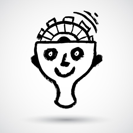 Intelligence concept, men with ideas and gearsのイラスト素材