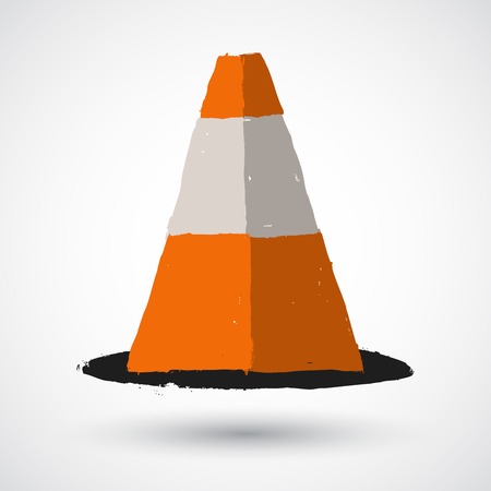 Construction cone in grunge styleのイラスト素材