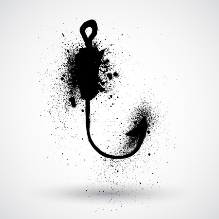 Fishing hook. Grunge styleのイラスト素材