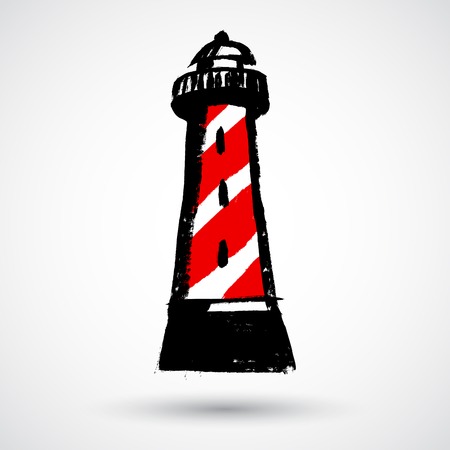 Lighthouse icon in grunge styleのイラスト素材