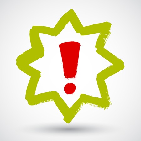 Red vector hand-painted exclamation / warning / danger triangle traffic sign / iconのイラスト素材