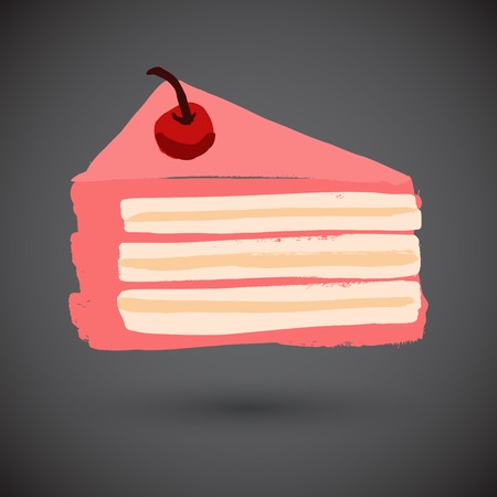 Vector illustration of cupcake with cherry.