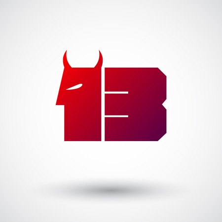 Red thirteen symbol with horns.のイラスト素材
