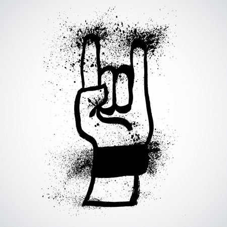 Grunge vector rock hand signのイラスト素材