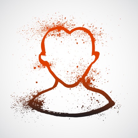 Grunge face with love symbol - vector conceptのイラスト素材