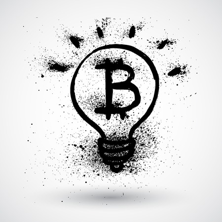 Grunge bulb with bitcoin symbolのイラスト素材
