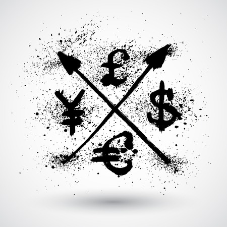 World currencies signs in grunge styleのイラスト素材