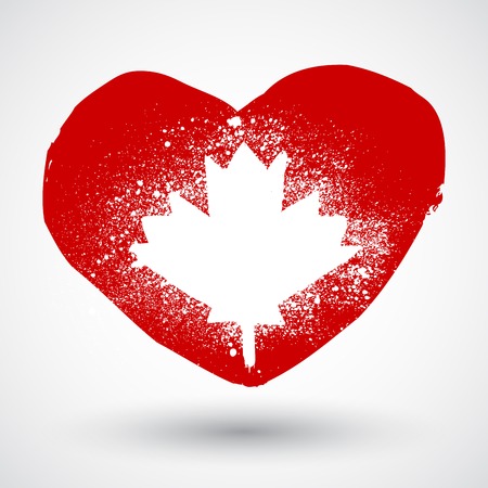 Grunge Canada symbol with heart love signのイラスト素材