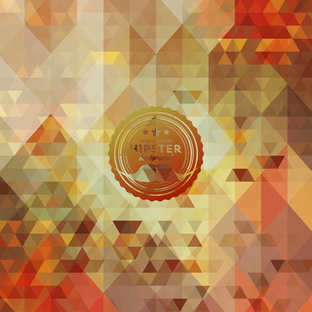 Hipster background made of triangles. Retro label design. Square composition with geometric shapes, color flow effect. Hipster theme label with mustachesのイラスト素材