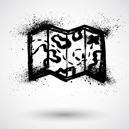 Grunge vector map iconのイラスト素材