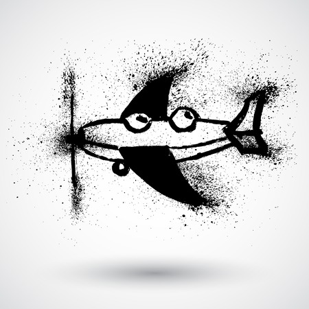 Airplane Sign, vector grunge iconのイラスト素材