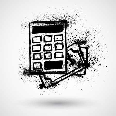 Grunge calculator and money symbolのイラスト素材