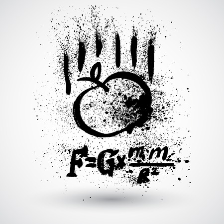 Grunge falling apple with formulaのイラスト素材