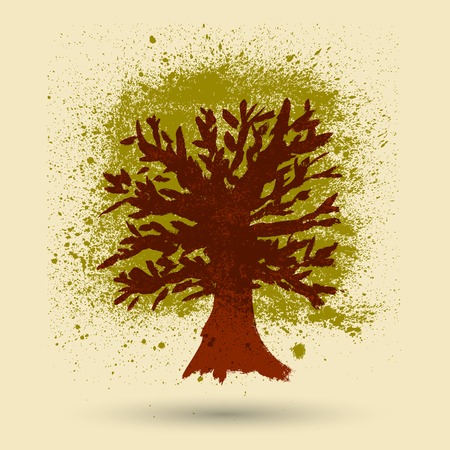 Hand Drawn Watercolor Grunge Tree Illustrationのイラスト素材
