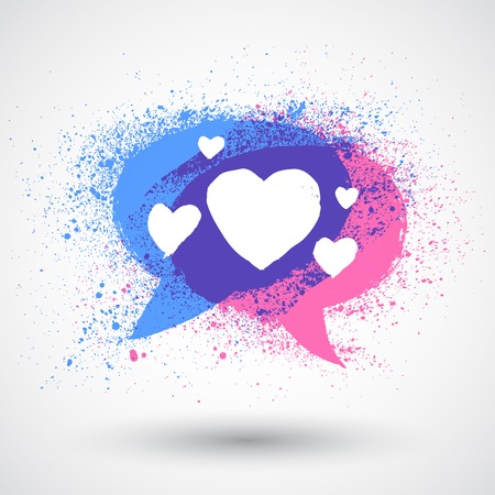 Speech bubble with love heartsのイラスト素材