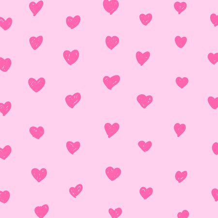 Seamless pattern. Casual polka dot texture. Stylish print with hand drawn hearts