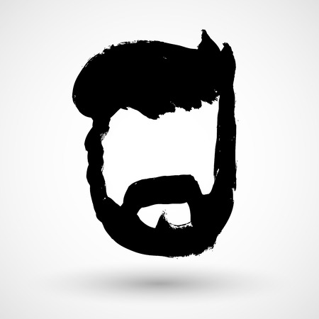 Grunge man with mustaches and beardのイラスト素材